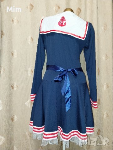 L Тъмно син моряшки дамски костьом/ рокля /, снимка 8 - Рокли - 42859035