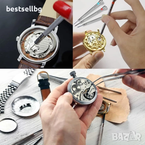 Професионални фини часовникарски отвертки с резервни върхове за ремонт смяна батерия часовникари, снимка 2 - Отвертки - 53090723
