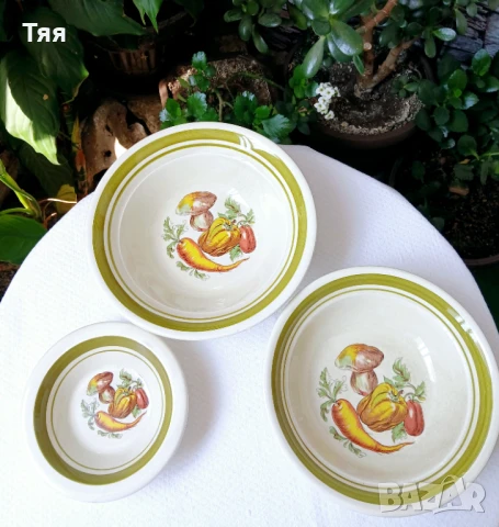 Купи с декор зеленчуци , снимка 3 - Чинии - 51242246