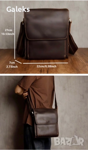 Мъжка луксозна кожена, винтидж чанта /Кафява Crazy Horse* естествена кожа!, снимка 11 - Чанти - 53102550