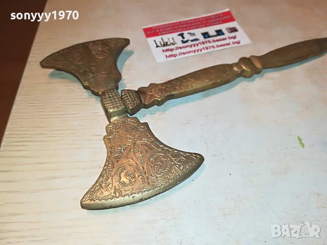 ТОМАХАВКА-МЕД/МЕСИНГ ВНОС АНГЛИЯ 2404221631, снимка 8 - Антикварни и старинни предмети - 36551058