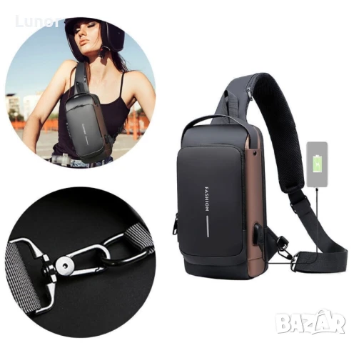 Водоустойчива чанта с USB зареждане и защита против кражба, снимка 3 - Чанти - 51354040