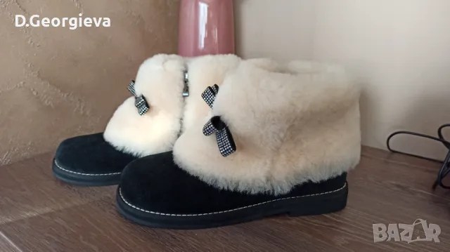 Боти естествен велур и вълна, снимка 2 - Дамски боти - 48748969