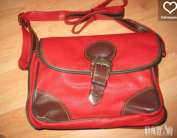 Чанта червена кожа размер 28/17 см