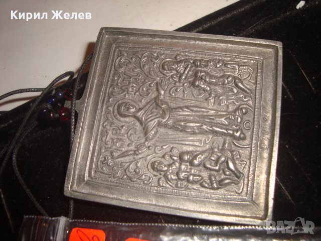 ДВУСТРАННА НАГРЪДНА МАСИВНА ПРАВОСЛАВНА ИКОНА МАЙСТОРСКА ИЗРАБОТКА БЯЛ СРЕБРИСТ МЕТАЛ СОЗОПОЛ 12687, снимка 6 - Колекции - 30695538