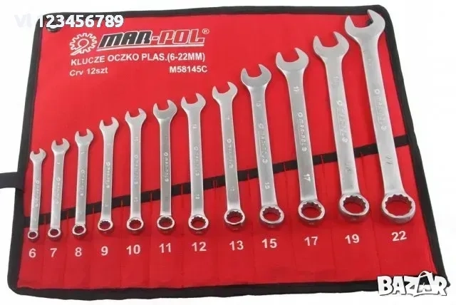 Комплект 12 бр звездогаечни ключове MAR-POL от 6 до 22 мм