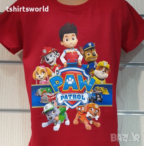 Нова детска тениска с дигитален печат PAW Patrol (Пес патрул) в червен цвят, снимка 6 - Детски тениски и потници - 36966808