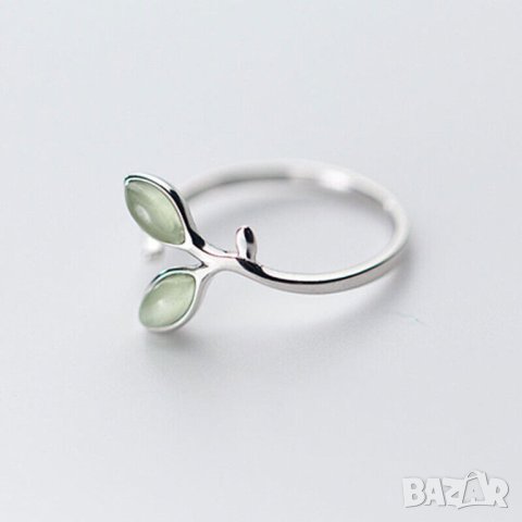 Нежен дамски пръстен с малки опали, посребрен, снимка 3 - Пръстени - 42138473
