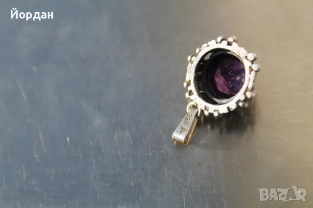Сребърна висулка с аметист, снимка 7 - Колиета, медальони, синджири - 49183500