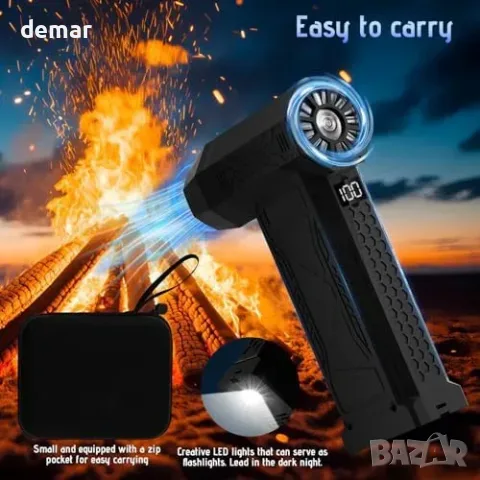 Акумулаторна компресирана въздушна четка (Air Duster) с LED дисплей и 9 приставки, снимка 4 - Други стоки за дома - 55850033