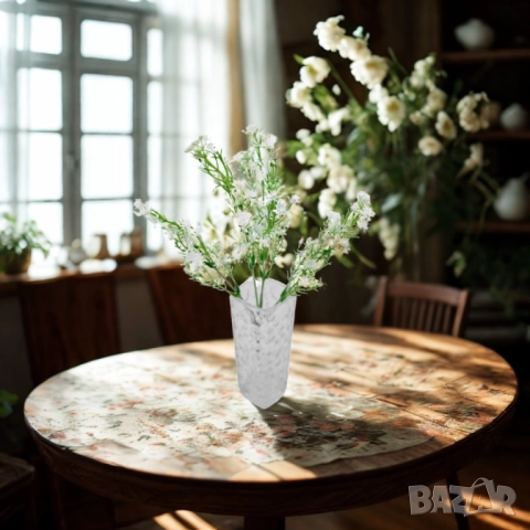 Изкуствена аранжировка с миниатюрни бели цветчета – елегантен декоративен акцент, снимка 4 - Други стоки за дома - 52137801