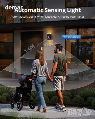 Combuh LED стенни лампи с вграден сензор за движение, снимка 2 - Лед осветление - 49822057