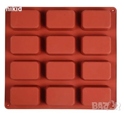 12 правоъгълни правоъгълни силиконов молд форма калъп сапун гипс мюсли бар кексчета блокче, снимка 2 - Форми - 38235826