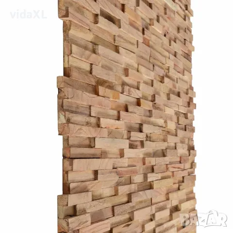 vidaXL 3D стенни облицовъчни панели, 10 бр, 1,08 м², тик масив, снимка 2 - Облицовки - 56146827