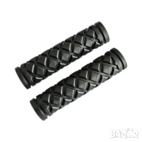 Черни релефни гумени дръжки за велосипед 115 mm