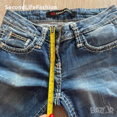 Дамски тесни дънки Cipo & Baxx с ниска талия, размер 25/34, синьо-избелели, снимка 5 - Дънки - 52574712