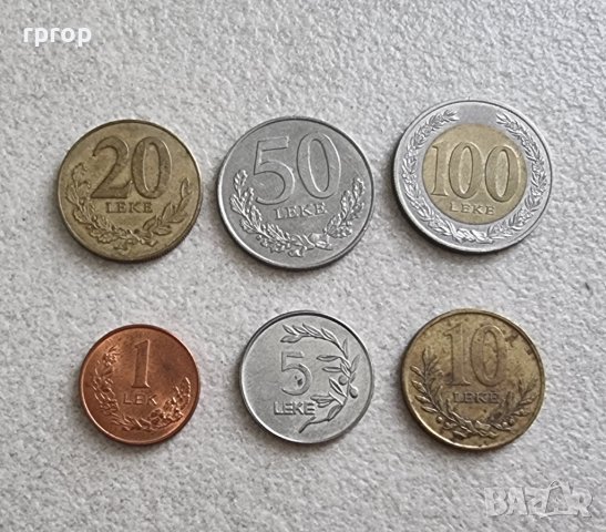 Монети. Албания. 1, 5, 10, 20, 50 и 100 леке. 6 бр.