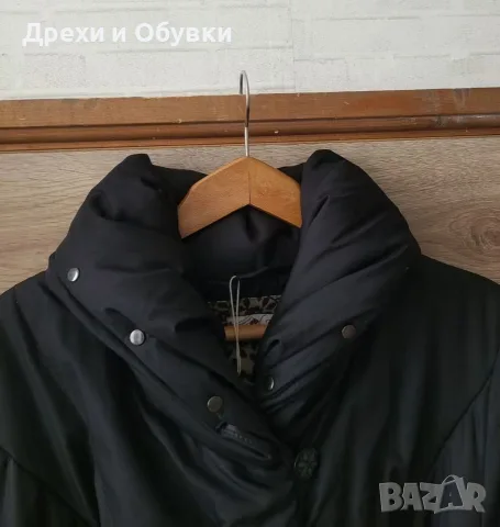 Черно дълго зимно яке със скрита качулка, снимка 10 - Якета - 56151610