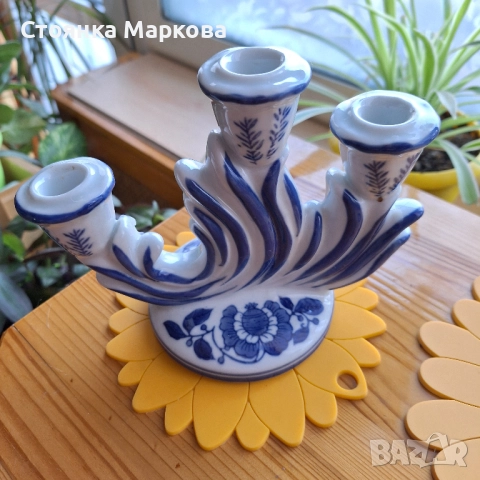 Порцеланов свещник за 3 свещи, снимка 3 - Декорация за дома - 52522566