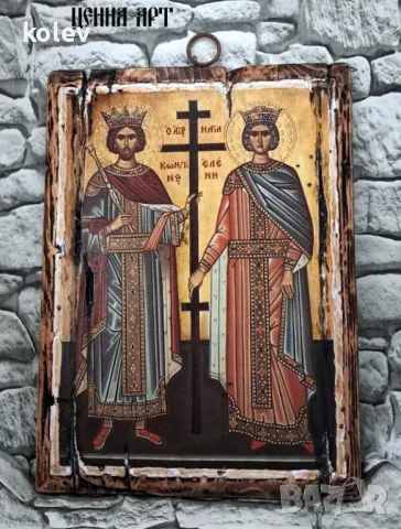 Икона на Св. св. Константин и Елена, 23.5/31.5 см, уникат