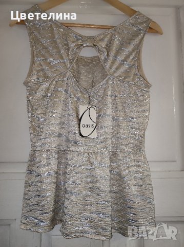 Дамски официален златист топ с панделка на гърба размер M OASIS, снимка 4 - Корсети, бюстиета, топове - 42613010