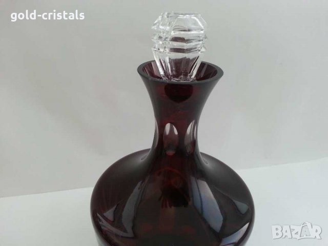 Кристална гарафа цветен червен кристал, снимка 6 - Антикварни и старинни предмети - 29989693