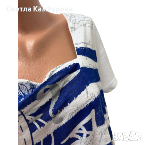 Дамска тениска блуза DESIGUAL размер XL бяла цветна, снимка 2 - Тениски - 44570437