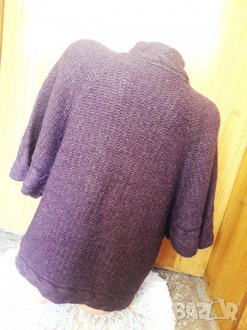 Тъмно лилава дебела жилетка тип прилеп плетиво ХЛ, снимка 3 - Жилетки - 34397892