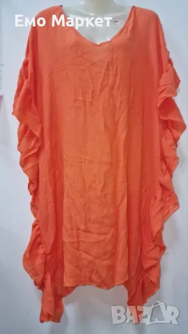 Плажна рокля с къдрички в свободна кройка, универсален размер. Дължина-85см. Ширина-60см., снимка 4 - Рокли - 49513192