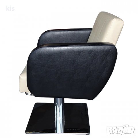 Нов фризьорски стол с ергономичен дизайн М403 - черен и крем бял, снимка 3 - Фризьорски столове - 39252228