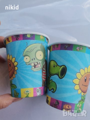 Plants vs Zombies Зомбита срещу растения 10 бр картонени чаши парти рожден ден, снимка 2 - Чаши - 30541276