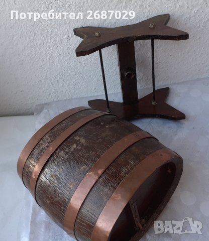 Дървено буре с медни обръчи и стойка, снимка 5 - Други - 31658196