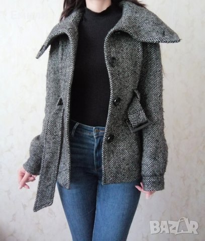 H&M дамско вълнено палто-яке с колан на талията р-р S (EU 36) , снимка 5 - Якета - 42879419