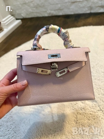 Hermès Mauve Pale Epsom Mini Kelly Sellier 20 Palladium Hardware, 2023, снимка 6 - Чанти - 53226155