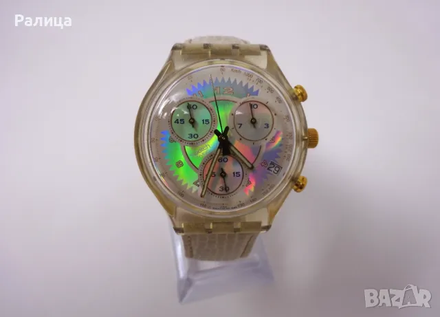 Часовник хронограф Swatch със седефен циферблат , снимка 4 - Мъжки - 50150206