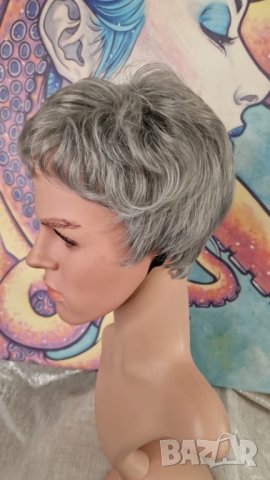 👑 💗Стилен Модел Къса Мъжка Перука в Платинено Тъмно Сив Цвят КОД : 9157💗 👑 💋 , снимка 5 - Аксесоари за коса - 44166028