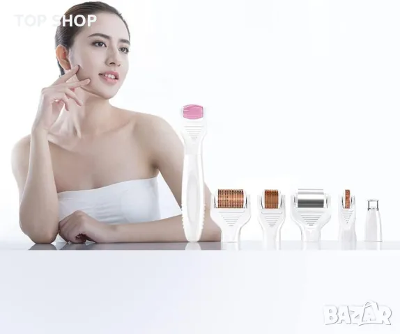 BOWKA 7-в-1 Derma Roller Kit Jade Roller Ice Roller Microneedles,Ролер със сменяеми глави, снимка 2 - Маши за коса - 48632802