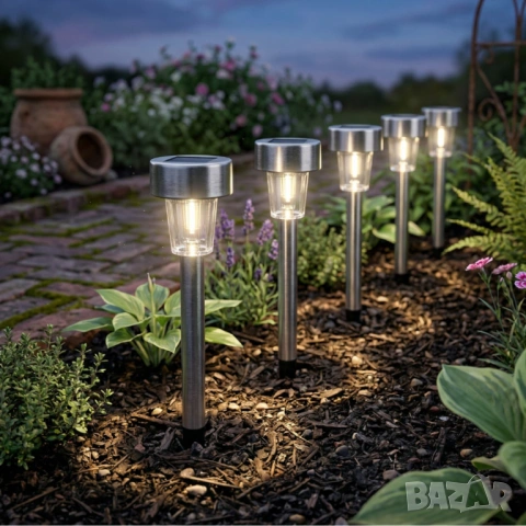Комплект от 5 броя соларни лампи. , снимка 3 - Соларни лампи - 54306279