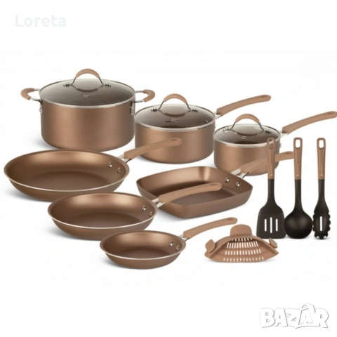 Пълен комплект съдове Edenberg EB-5654 (20 части) с кован алуминий и 3-слойно незалепващо покритие, снимка 11 - Съдове за готвене - 53378920