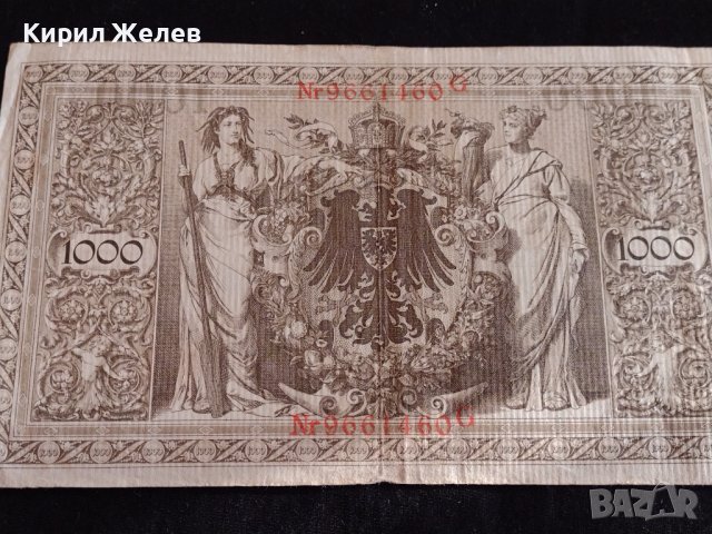РАЙХ БАНКНОТА 1000 марки 1910г. Германия УНИКАТ ЗА ЦЕНИТЕЛИ 36817, снимка 16 - Нумизматика и бонистика - 39898794