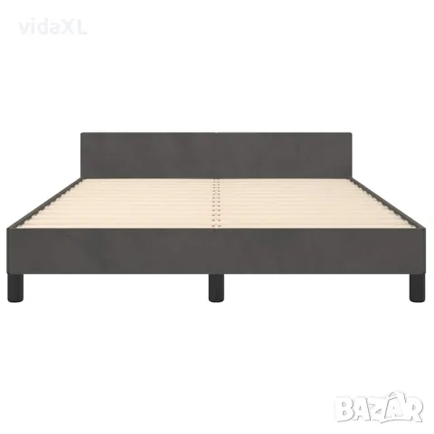 vidaXL Рамка за легло без матрак, тъмносива, 140x200 см, кадифе, снимка 5 - Спални и легла - 56147165