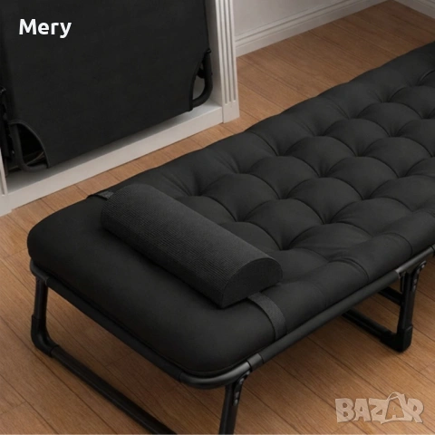 Сгъваемо къмпинг легло и градински шезлонг 2в1, с мек матрак и възглавница,л, снимка 2 - Градински мебели, декорация  - 53902020