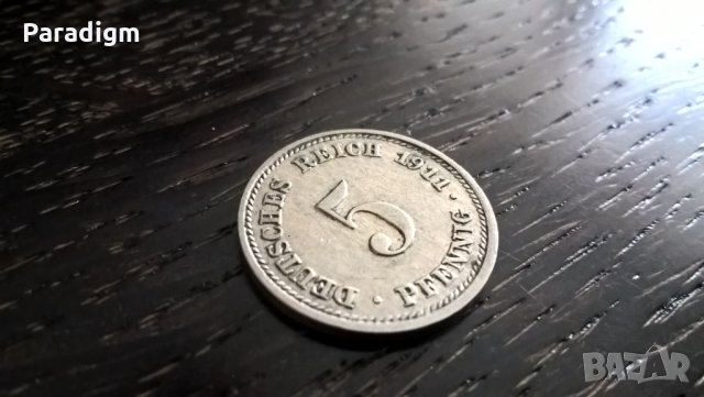 Райх монета - Германия - 5 пфенига | 1911г.; серия D