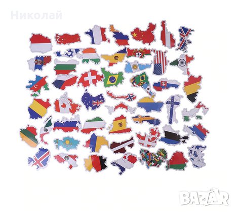 50 бр. стикери знамена на държави , знаме държава, снимка 2 - Арт сувенири - 29407408