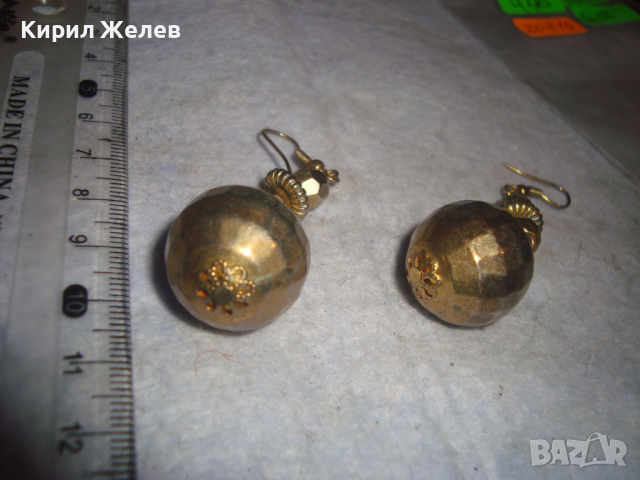 ЗЛАТИСТИ СТИЛНИ РЕТРО АРТ ДЕКО СТАРИ ОБЕЦИ 20814, снимка 5 - Обеци - 36470676