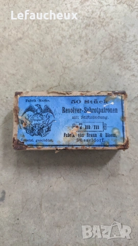 Антика Кутия патрони Лефуше 7 кал., снимка 2 - Антикварни и старинни предмети - 53291541