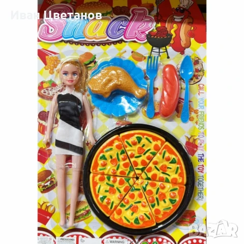Детски комплект „Snack Time“ с кукла и играчки храна