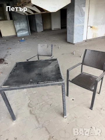 МасаPVC ратан 90x90x75см с 4 стола 