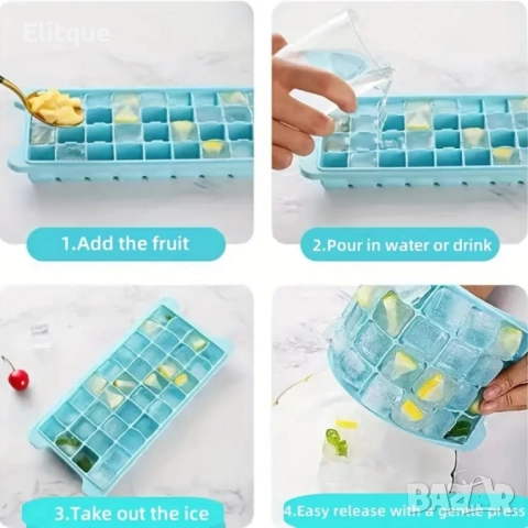 Силиконова форма за кубчета лед с прозрачен капак, снимка 4 - Други - 52862414
