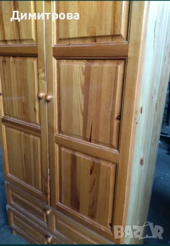 Двукрилен гардероб с надстройка масивно дърво, снимка 6 - Гардероби - 51135559